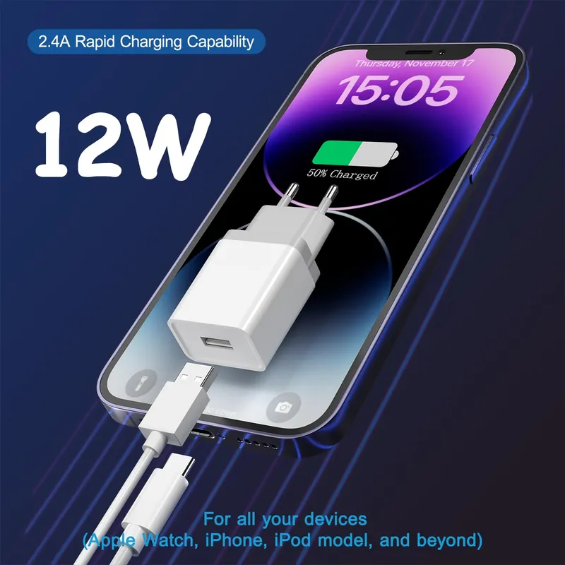 ALOYANI USB Oplader 12W 3 Stuks 2,4A 5V iPhone — foto 2