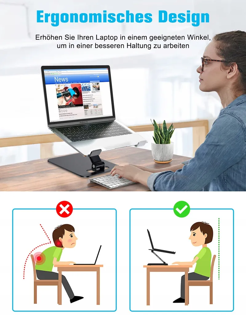 BABACOM Opvouwbare Laptopstandaard Verstelbaar Aluminium 10-16 Inch — foto 2