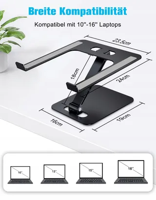 BABACOM Opvouwbare Laptopstandaard Verstelbaar Aluminium 10-16 Inch — miniatuur 5