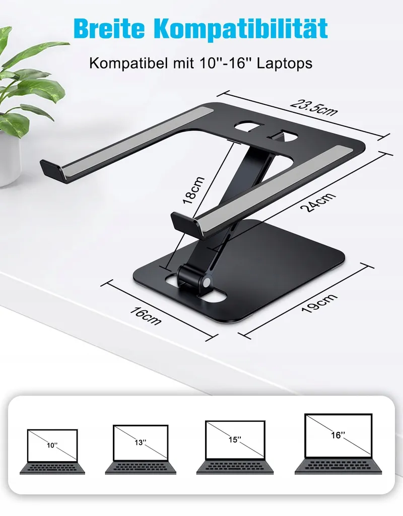 BABACOM Opvouwbare Laptopstandaard Verstelbaar Aluminium 10-16 Inch — foto 5