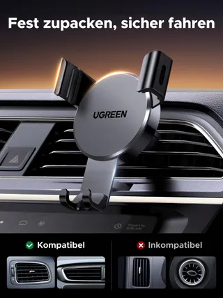 UGREEN Autohouder Voor Telefoon Op Ventilatierooster Zwart — miniatuur 4