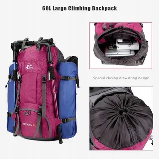 BSEASH Wandelrugzak 60L Waterdicht Licht Voor Wandelen Camping Roze — miniatuur 6