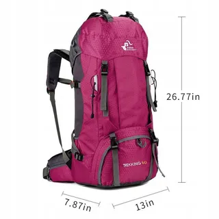 BSEASH Wandelrugzak 60L Waterdicht Licht Voor Wandelen Camping Roze — miniatuur 2
