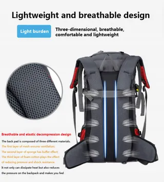 BSEASH Wandelrugzak 60L Waterdicht Licht Voor Wandelen Camping Roze — miniatuur 8