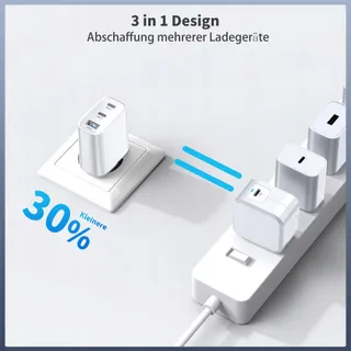 USB-C Oplader 40W 3 Poorten iPhone Android Telefoons — miniatuur 3