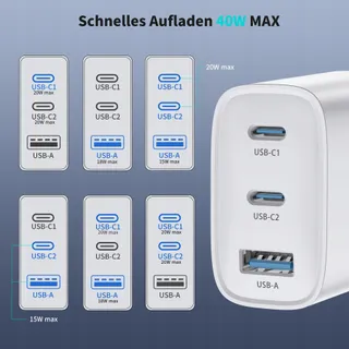USB-C Oplader 40W 3 Poorten iPhone Android Telefoons — miniatuur 5