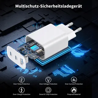 USB-C Oplader 40W 3 Poorten iPhone Android Telefoons — miniatuur 4