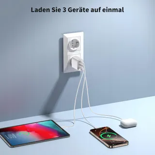 USB-C Oplader 40W 3 Poorten iPhone Android Telefoons — miniatuur 6