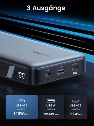 UGREEN Nexode Powerbank 145W 25000mAh 3 Poorten USB C LED Display — miniatuur 4