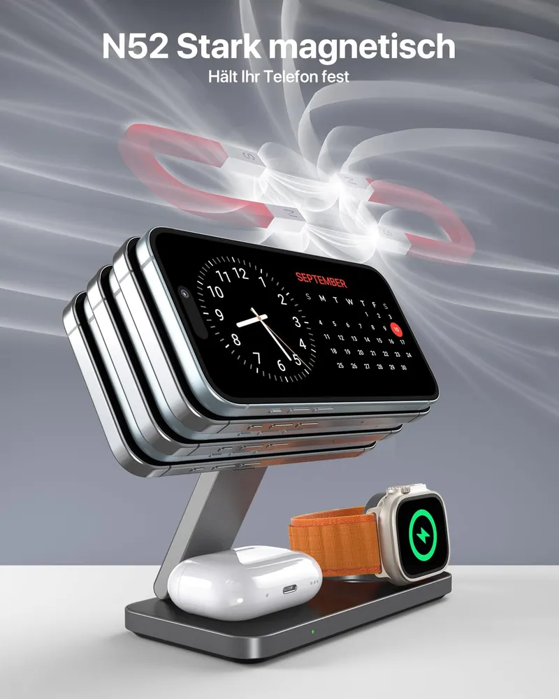 QTLIER 3-in-1 Draadloos Laadstation iPhone Apple Watch AirPods — foto 4
