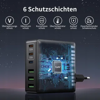 HSSNS USB-C Oplader 300W 6-Poorts Snelladen GaN PD MacBook iPhone — miniatuur 6