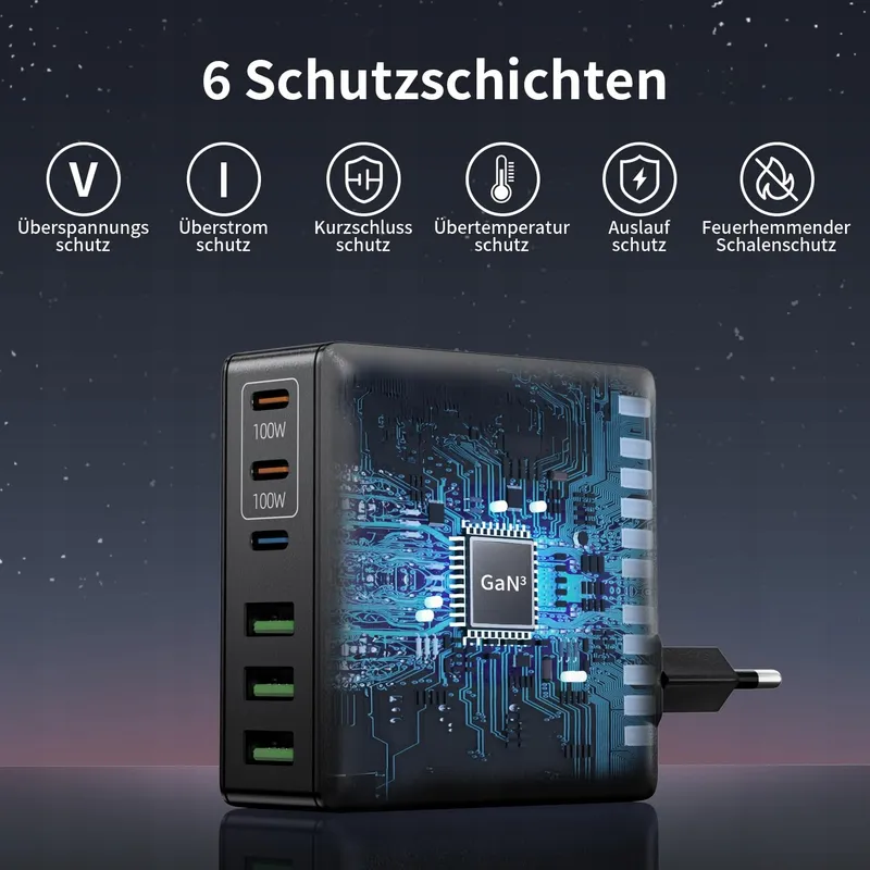 HSSNS USB-C Oplader 300W 6-Poorts Snelladen GaN PD MacBook iPhone — foto 6