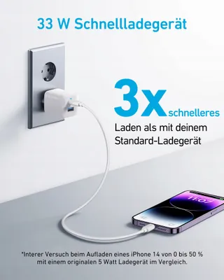 ANKER USB C Oplader 33W Compact 2 Poorten iPhone 15 14 Galaxy iPad Wit — miniatuur 2