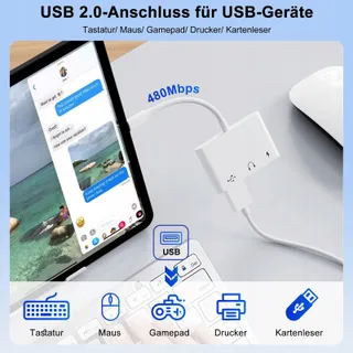 3-in-1 USB-C Adapter Naar 3.5 Jack Hoofdtelefoon Met OTG Oplader — miniatuur 4