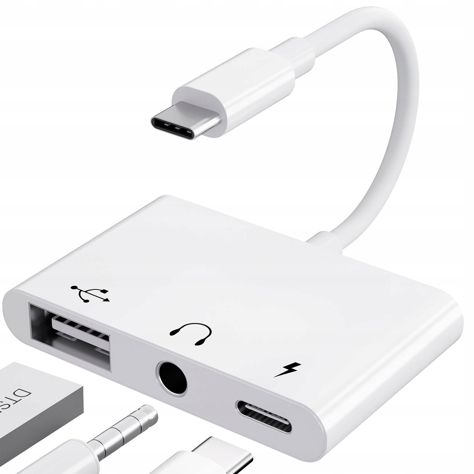 3-in-1 USB-C Adapter Naar 3.5 Jack Hoofdtelefoon Met OTG Oplader