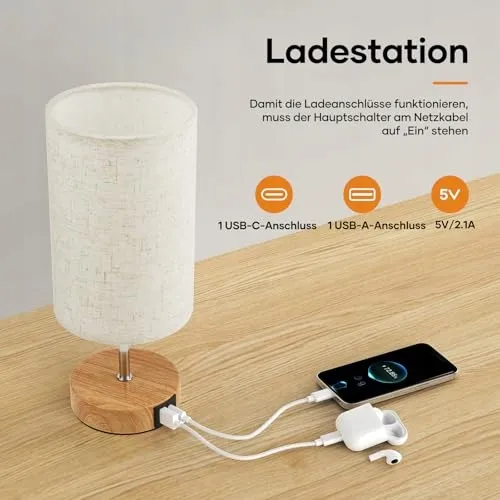 SURIIGHT Touch Nachtlampje USB A C LED met Lamp — foto 4