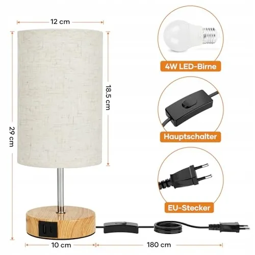 SURIIGHT Touch Nachtlampje USB A C LED met Lamp — foto 5