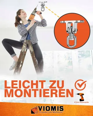 VIOMIS Draaihaak 360° Stalen Plafondhouder 450kg Hangmat Hangstoel — miniatuur 8