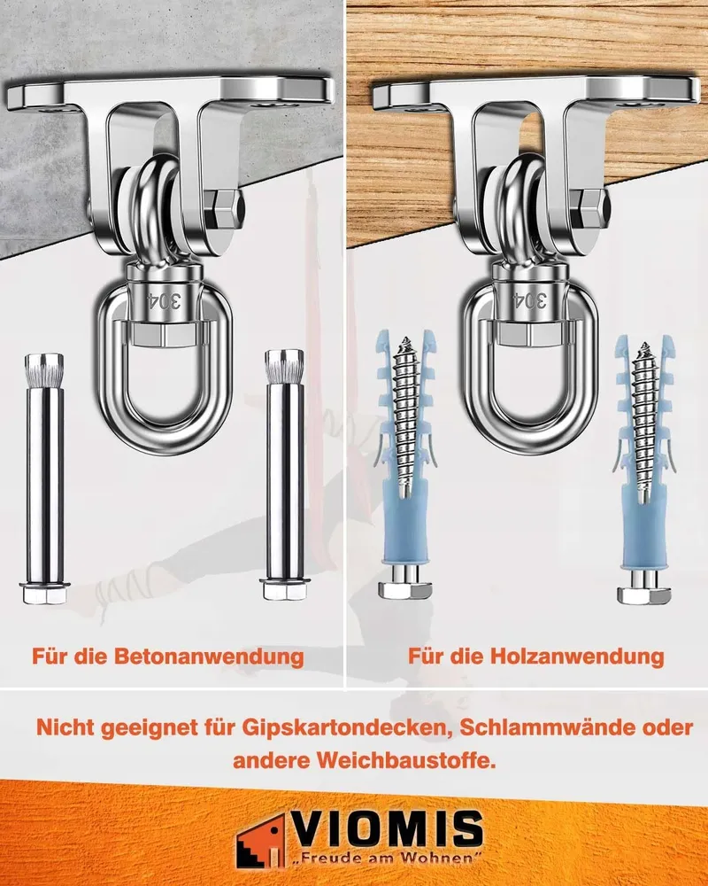 VIOMIS Draaihaak 360° Stalen Plafondhouder 450kg Hangmat Hangstoel — foto 3