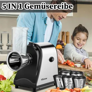 COOCHEER Elektrische Groentesnijder 250W 5 Snijtrommels — miniatuur 2