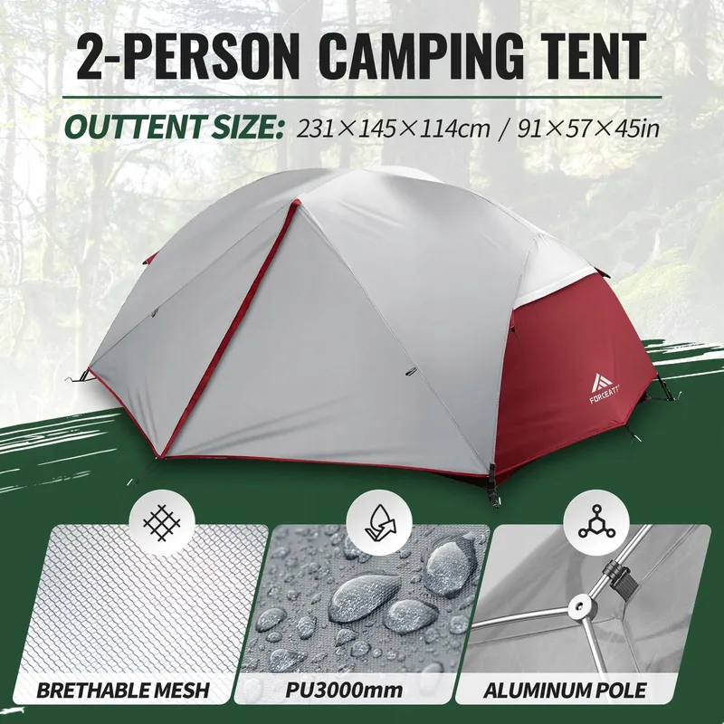 FORCEATT Camping Tent 2 Personen 2 Ingangen Waterdicht Winddicht — foto 2
