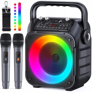 WOWSTAR Karaoke Set Bluetooth Microfoons Lichten