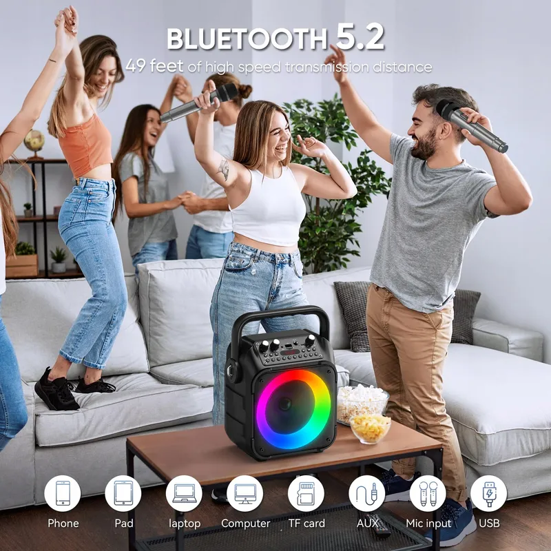 WOWSTAR Karaoke Set Bluetooth Microfoons Lichten — foto 2