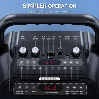 WOWSTAR Karaoke Set Bluetooth Microfoons Lichten — miniatuur 7