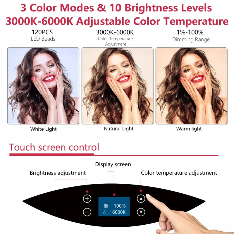 LED Ringlicht Statief LCD Touchscreen Dimbaar Make-up Vlog — foto 2