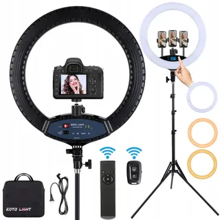 LED Ringlicht Statief LCD Touchscreen Dimbaar Make-up Vlog — miniatuur 1