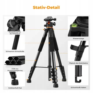 K&F CONCEPT Camerastatief 190cm DSLR Camcorder Telefoon Tablet — miniatuur 6