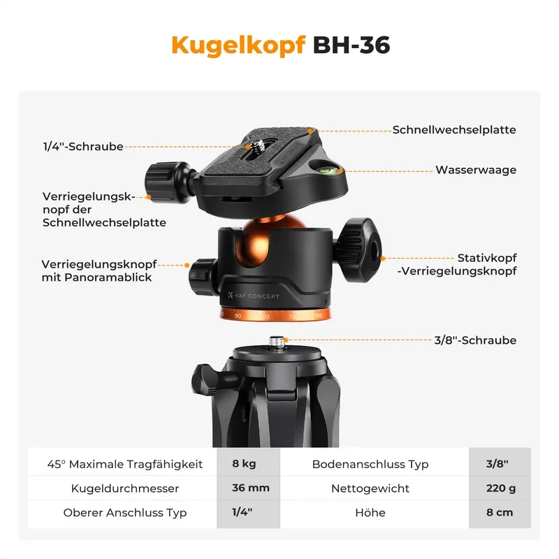 K&F CONCEPT Camerastatief 190cm DSLR Camcorder Telefoon Tablet — foto 3