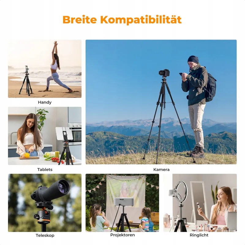 K&F CONCEPT Camerastatief 190cm DSLR Camcorder Telefoon Tablet — foto 7