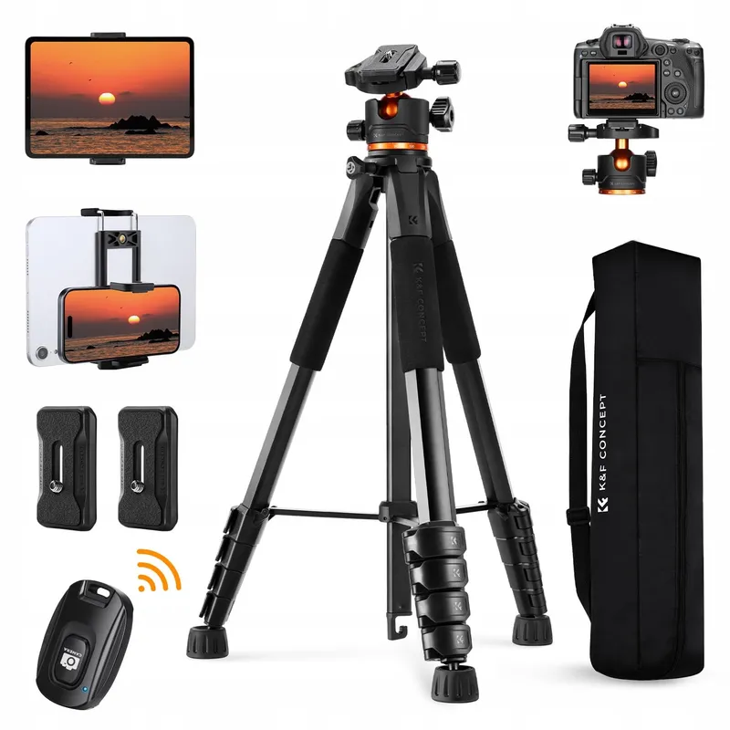 K&F CONCEPT Camerastatief 190cm DSLR Camcorder Telefoon Tablet — foto 1