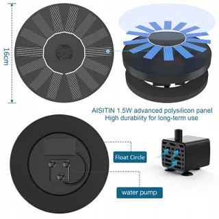 AISITIN 2 Stuks Solar Tuinfonteinen voor Vijver — miniatuur 9