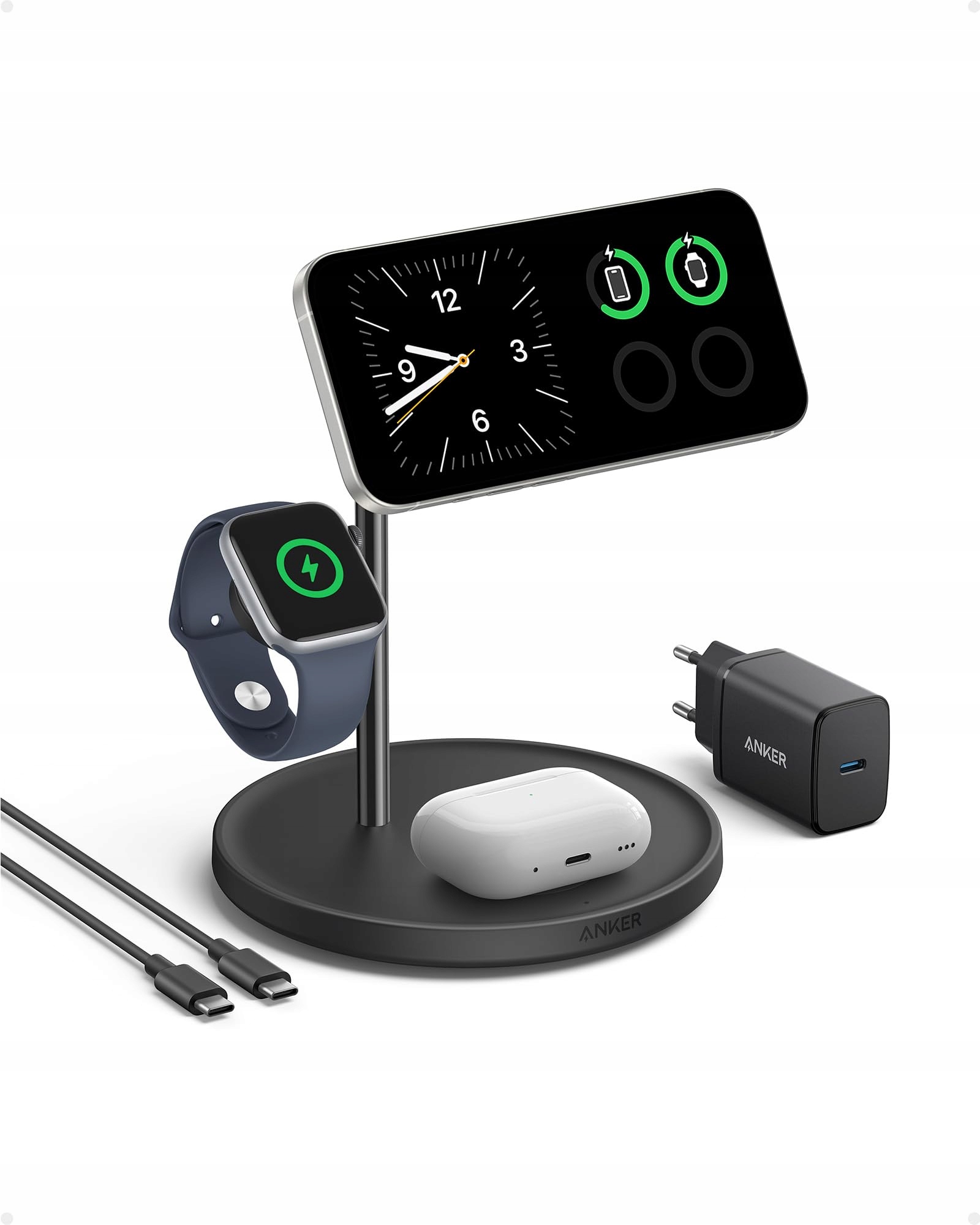 ANKER MagGo 3-in-1 Draadloos Laadstation iPhone AirPods Watch