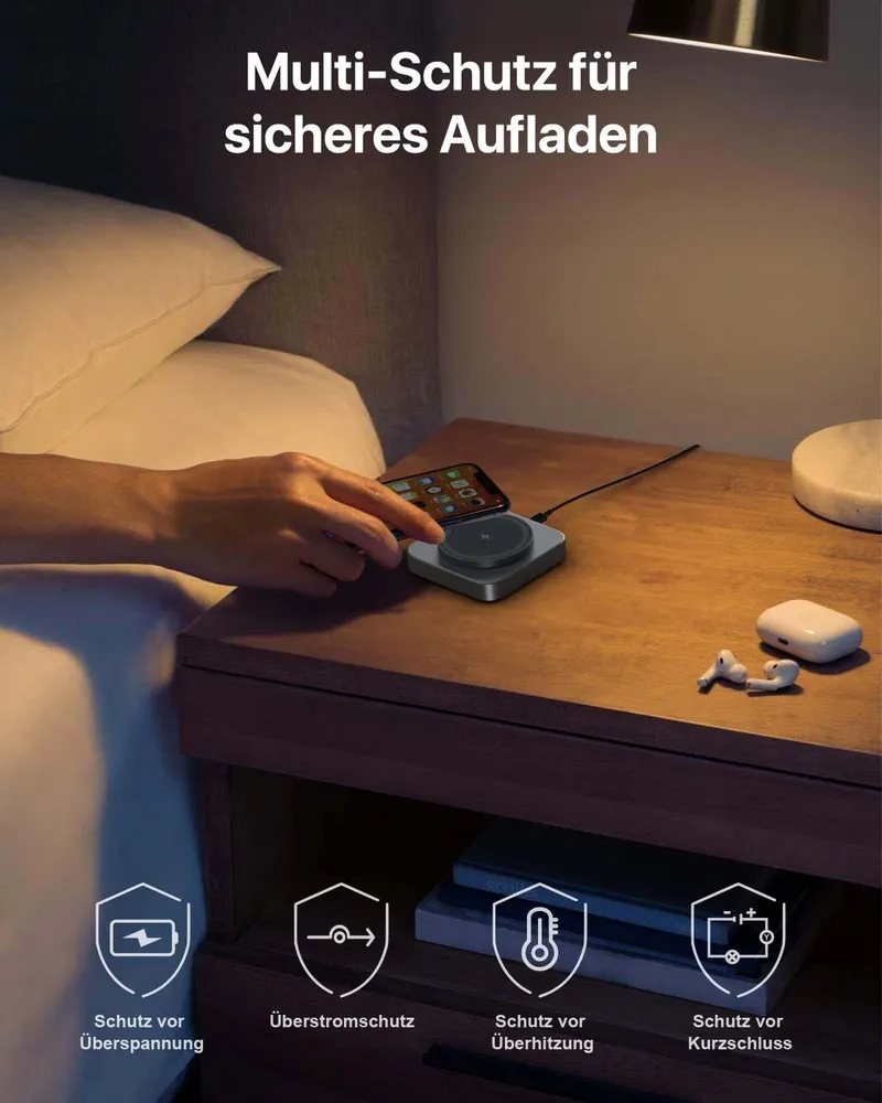 MAGSAFE Draadloze Oplader Draagbaar Voor iPhone En Apple Watch Grijs — foto 6