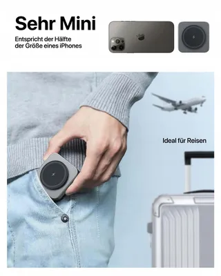 MAGSAFE Draadloze Oplader Draagbaar Voor iPhone En Apple Watch Grijs — miniatuur 3
