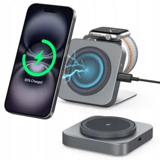 MAGSAFE Draadloze Oplader Draagbaar Voor iPhone En Apple Watch Grijs — miniatuur 1