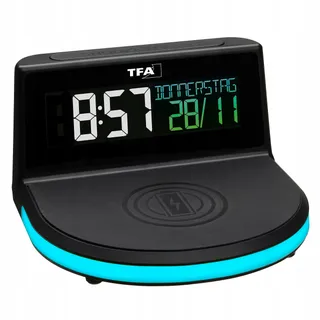 TFA DOSTMANN Digitale Wekker met Qi Oplader LCD Scherm — miniatuur 3