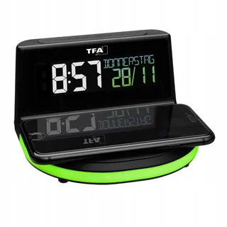 TFA DOSTMANN Digitale Wekker met Qi Oplader LCD Scherm — miniatuur 1