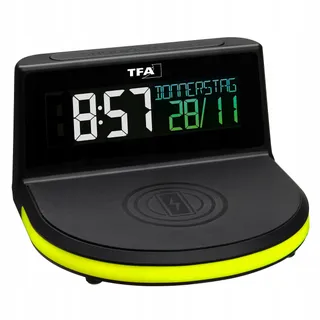 TFA DOSTMANN Digitale Wekker met Qi Oplader LCD Scherm — miniatuur 5