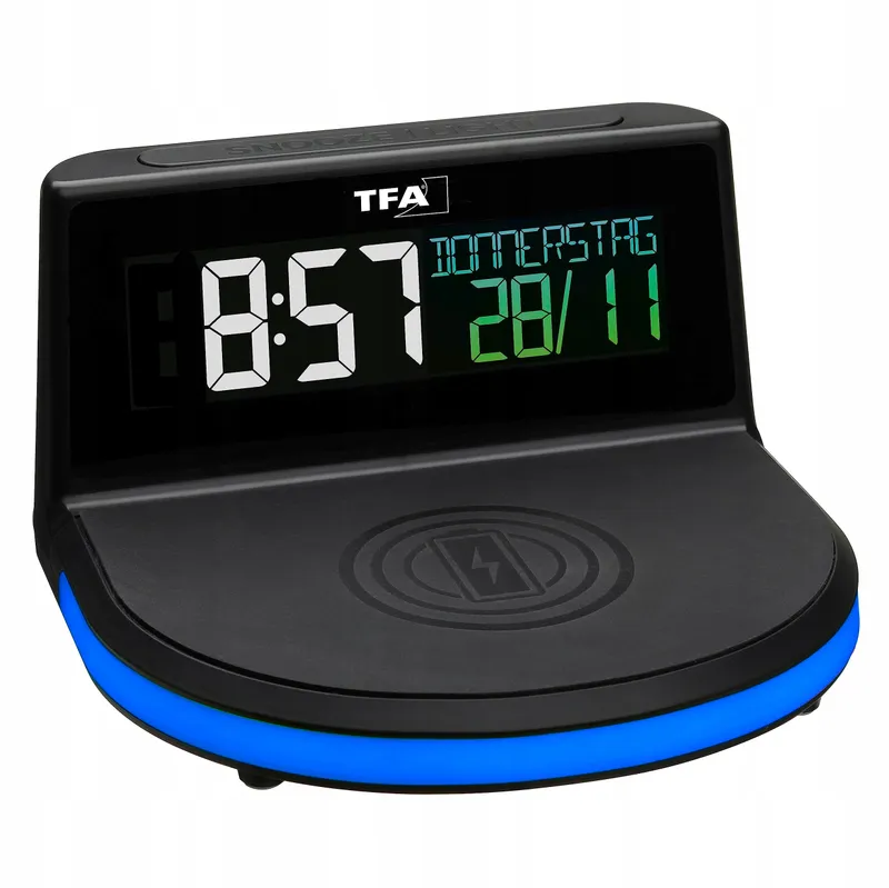 TFA DOSTMANN Digitale Wekker met Qi Oplader LCD Scherm — foto 4