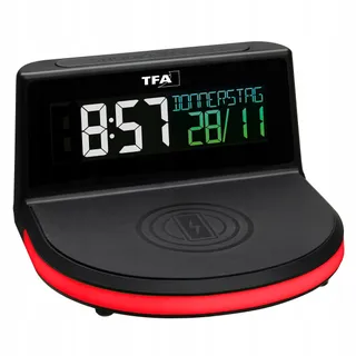 TFA DOSTMANN Digitale Wekker met Qi Oplader LCD Scherm — miniatuur 6