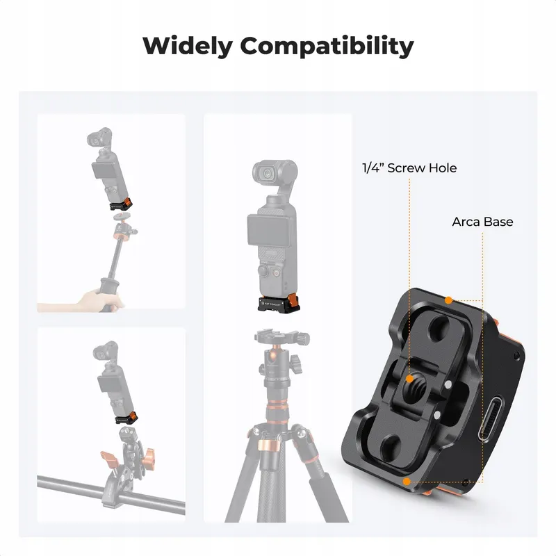 K&F CONCEPT Oplaadstation DJI Osmo Pocket 3 Type-C Arca-Swiss Aluminium — foto 5