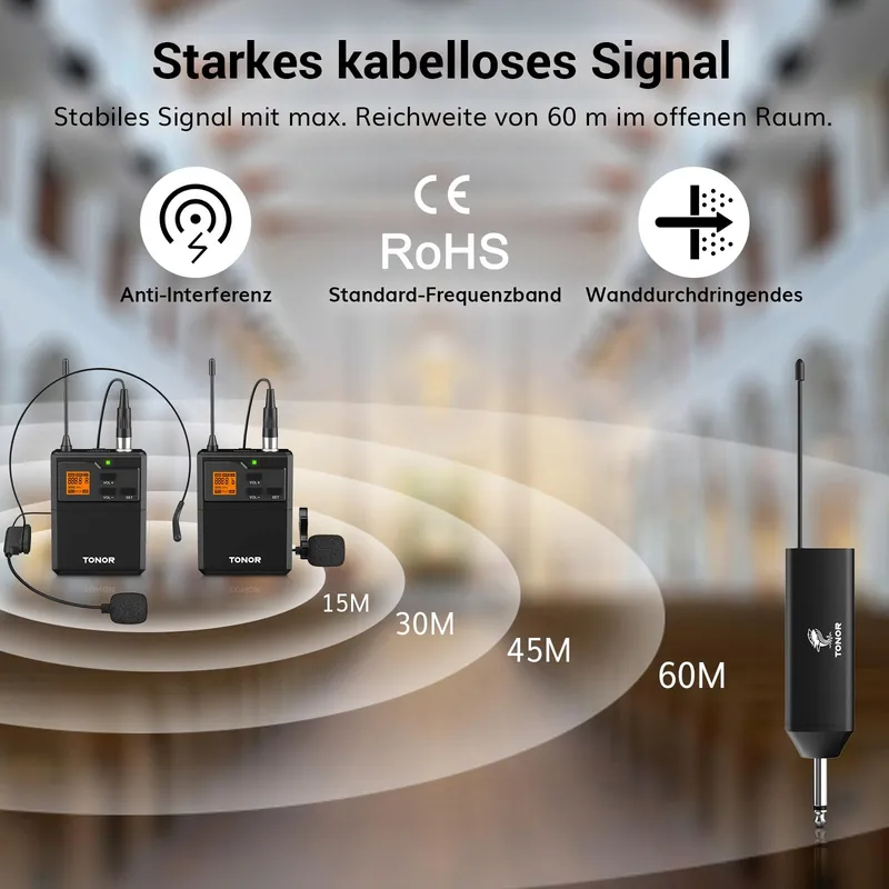 TONOR UHF Draadloos Microfoonsysteem Dubbele Headset Microfoons β foto 2