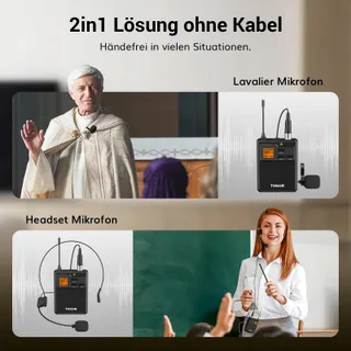 TONOR UHF Draadloos Microfoonsysteem Dubbele Headset Microfoons — miniatuur 4