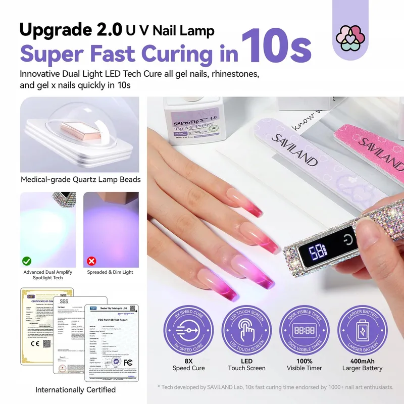 SAVILAND Mini UV LED Lamp Voor Gelnagels Draagbaar Zilver — foto 2