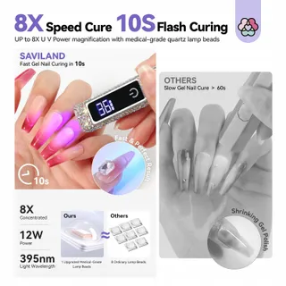 SAVILAND Mini UV LED Lamp Voor Gelnagels Draagbaar Zilver — miniatuur 3