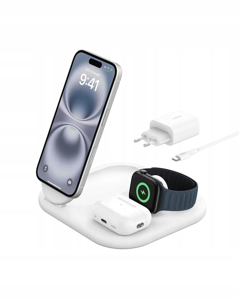 BELKIN BoostCharge 3-in-1 Qi2 15W MagSafe iPhone Watch AirPods — foto 1